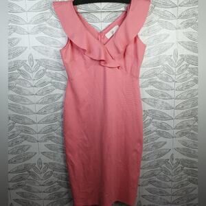 Superfoxx Midi Ruffle V Back Dress Pink Papaya Revolve